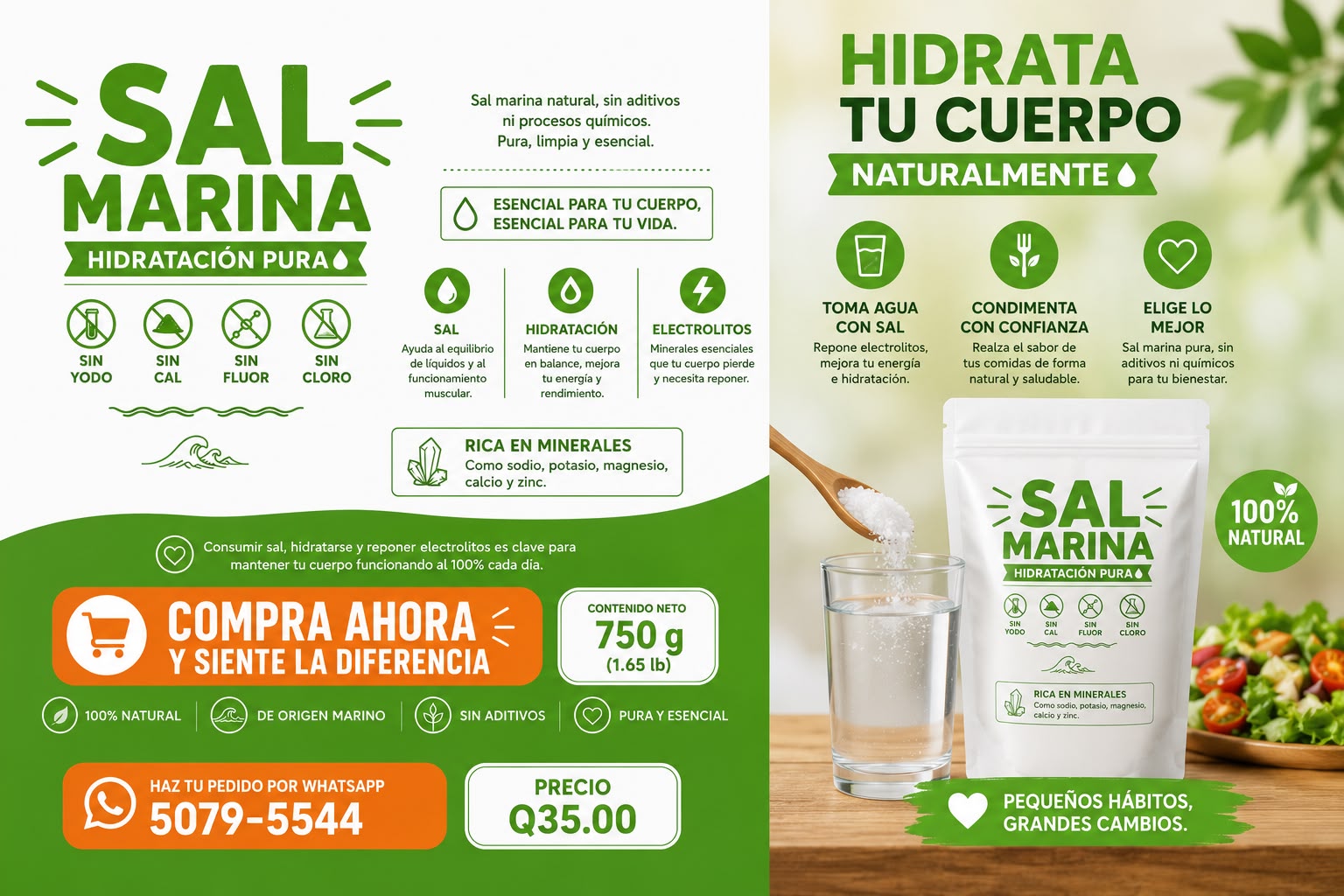 Hidrata tu cuerpo como nunca antes: sal marina pura, sin químicos, con minerales esenciales.